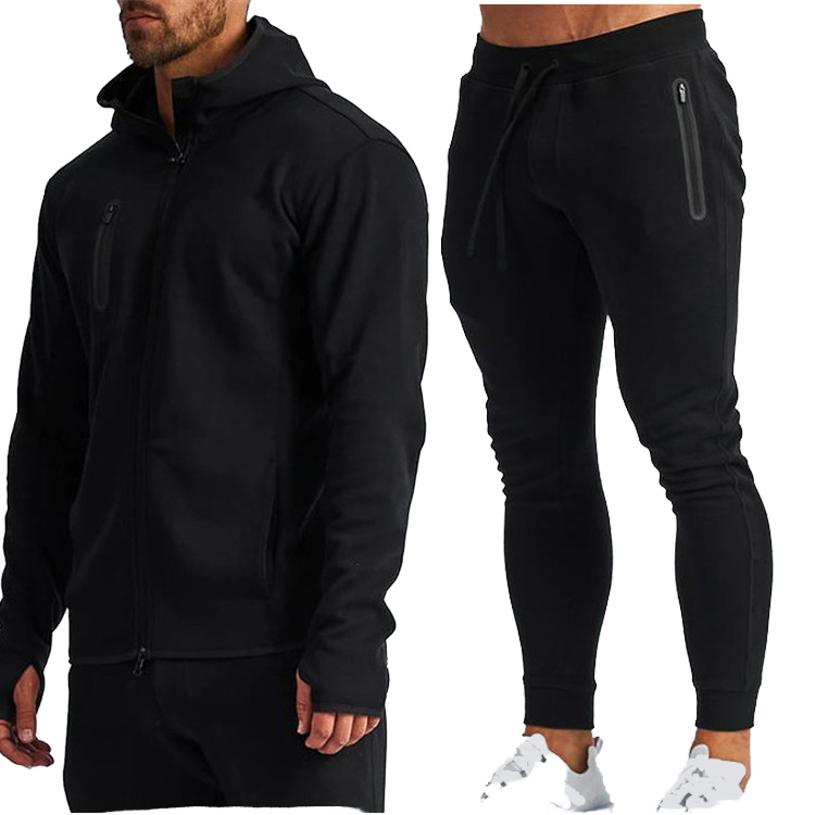 Men's Casual Outdoor Climbing Jogger Sets Breathable Heavyweight Autumn Sport Hoodie Two-Piece Spandex/Cotton Tracksuits
