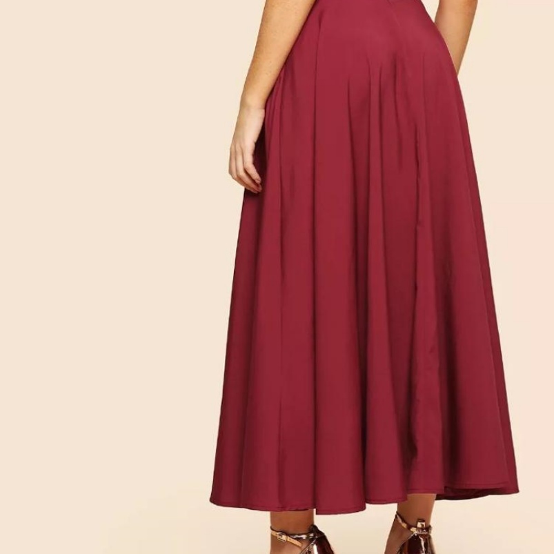 XIUYU Custom Lady Skirt Knot Front Zip Back High Waist Flare Midi Skirt Falda Plus Long Casual Maxi Bandage Midi Skirt