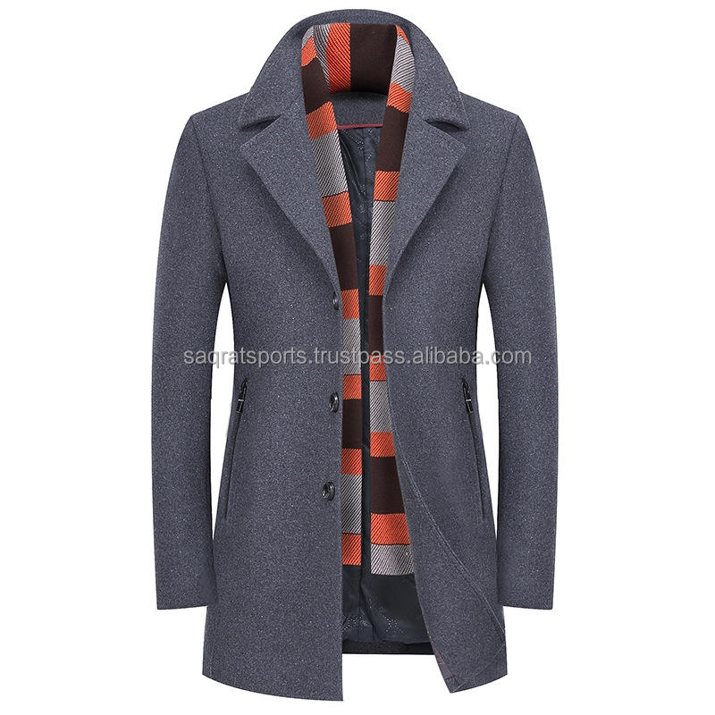Men Wool Long Coat Detail 10