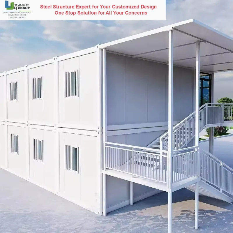 بيع ساخن مبنى متعدد الطوابق الفاخر الداخلي حزمة مسطحة تصميم 20FT منازل حاويات مسبقة الصنع مبنى مسبق الصنع مع مرحاض