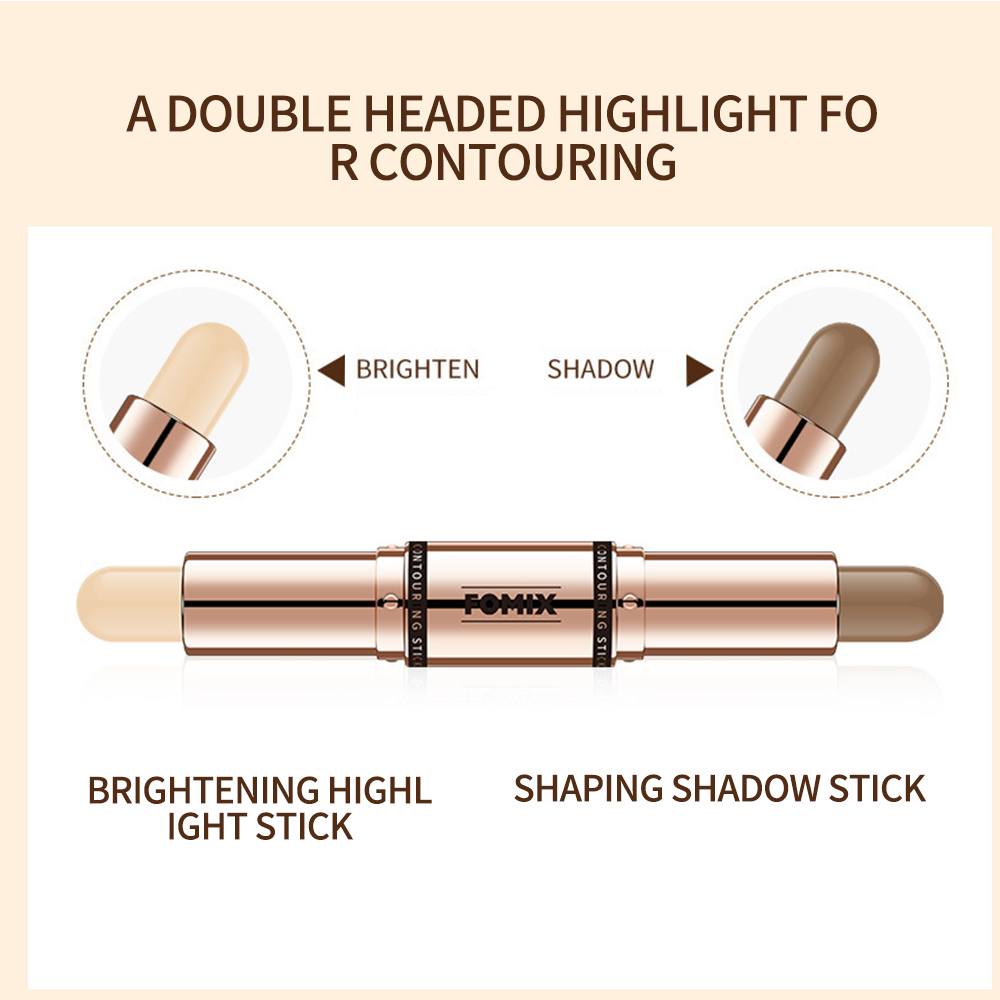 FOMIX 2 in 1 Dual Purpose Brightening Highlighter Stick Matte Contouring Nasal Side Shadow Contour Stick