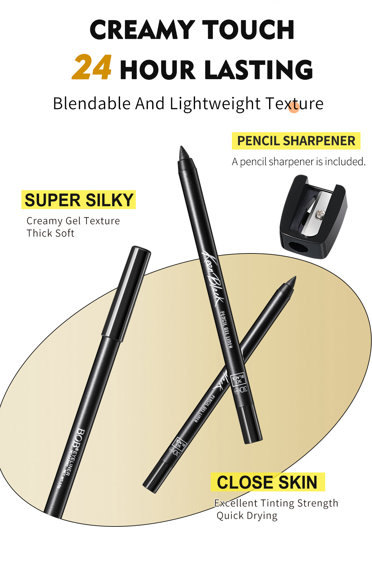 Private Label Waterproof Eyeliner Pencil Water-Proof Long-Lasting Makeup for Eye Use for Lady's Eyes Beauty Makeup