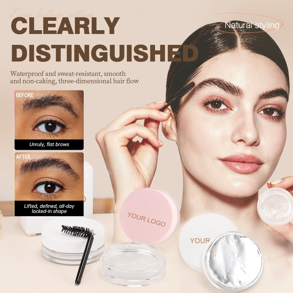 Custom Logo Makeup Natural and Waterproof EyeBrow Wax Private Label Vegan Long Lasting Shaping Clear Eyebrow Wax with Brush