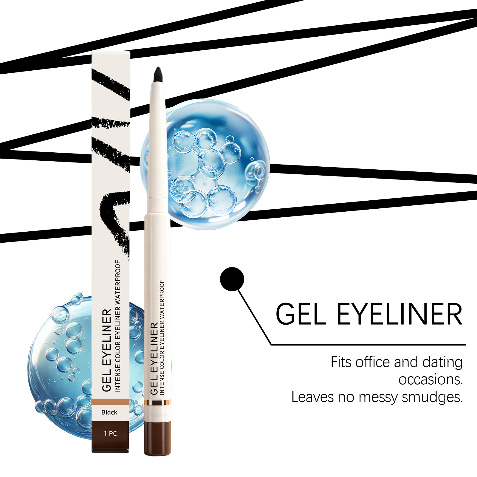 Black Matte Waterproof Eyeliner Pen Natural Application Non-smudging Smooth Tip Draws Sharp Eyeliner