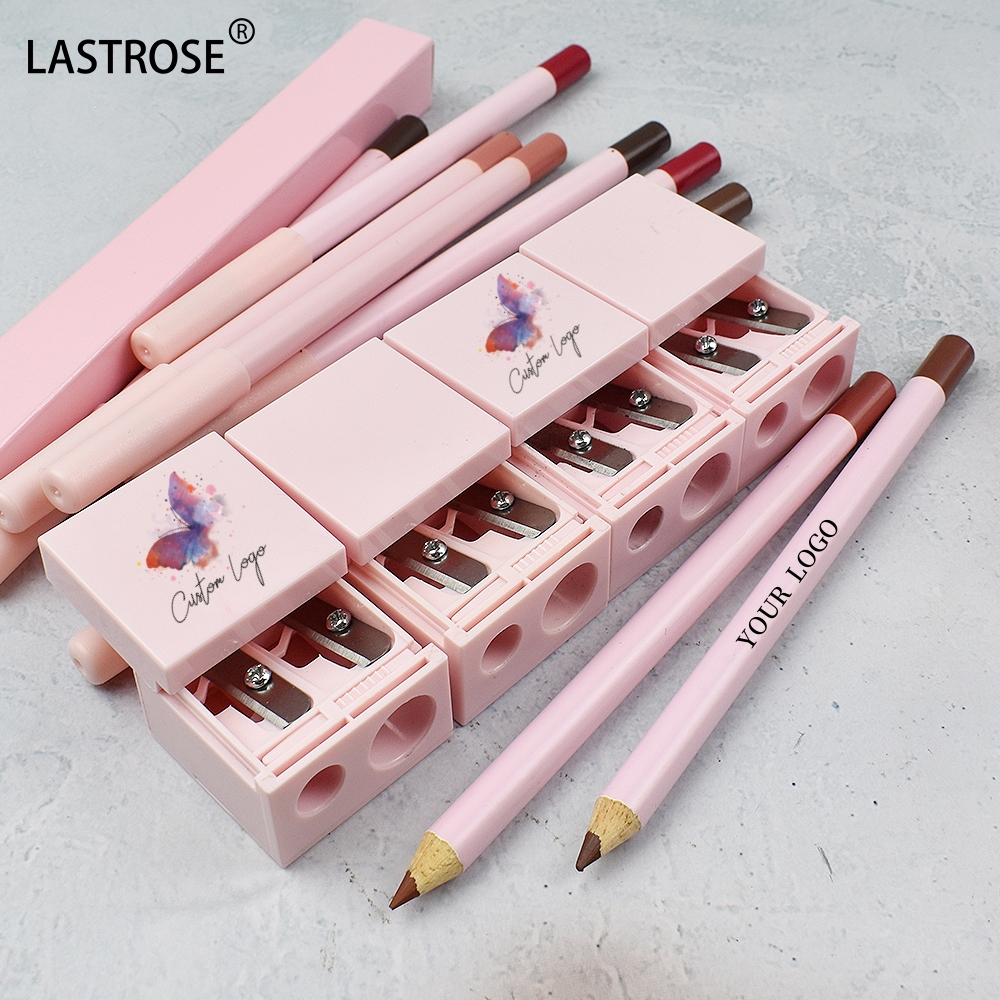 Wholesale High Pigment Smooth pink Lipliner&amp;sharpener Set Private Label Waterproof Long Lasting Lip Liner Pencil