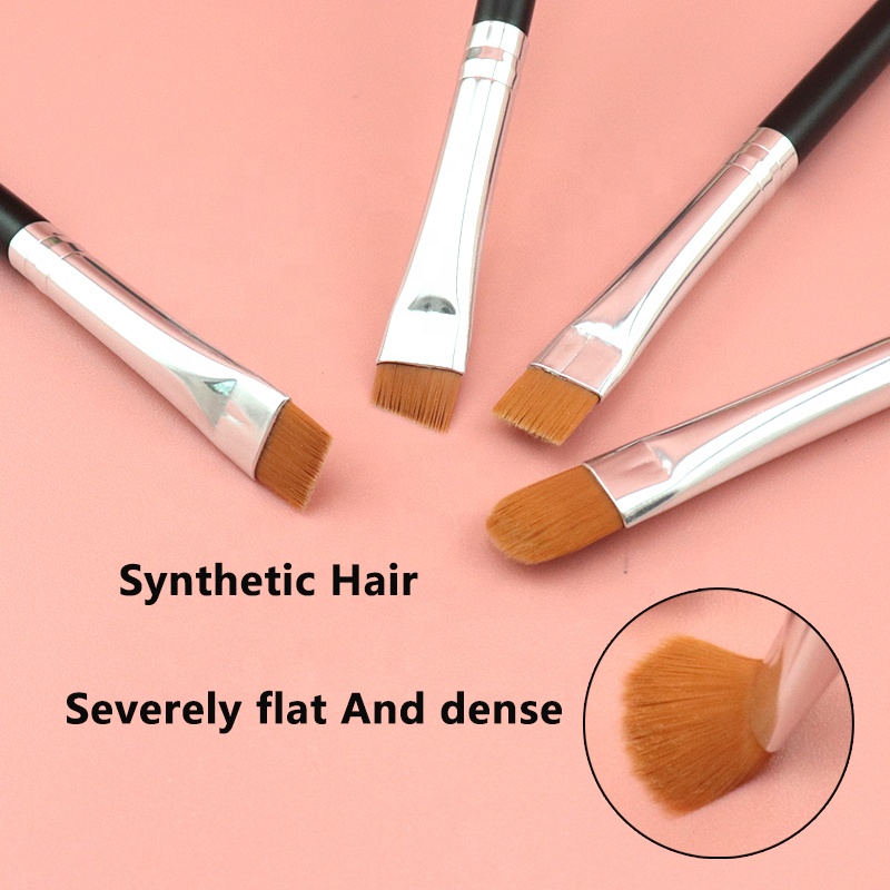 Black Wood Handle Flat Concealer Brush Synthetic Flat Concealer Brush Private Label Severely Flat and Dense Thin Eyeliner Brush