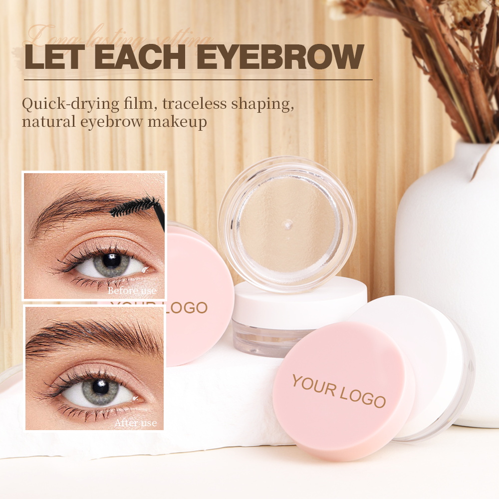 Custom Logo Makeup Natural and Waterproof EyeBrow Wax Private Label Vegan Long Lasting Shaping Clear Eyebrow Wax with Brush