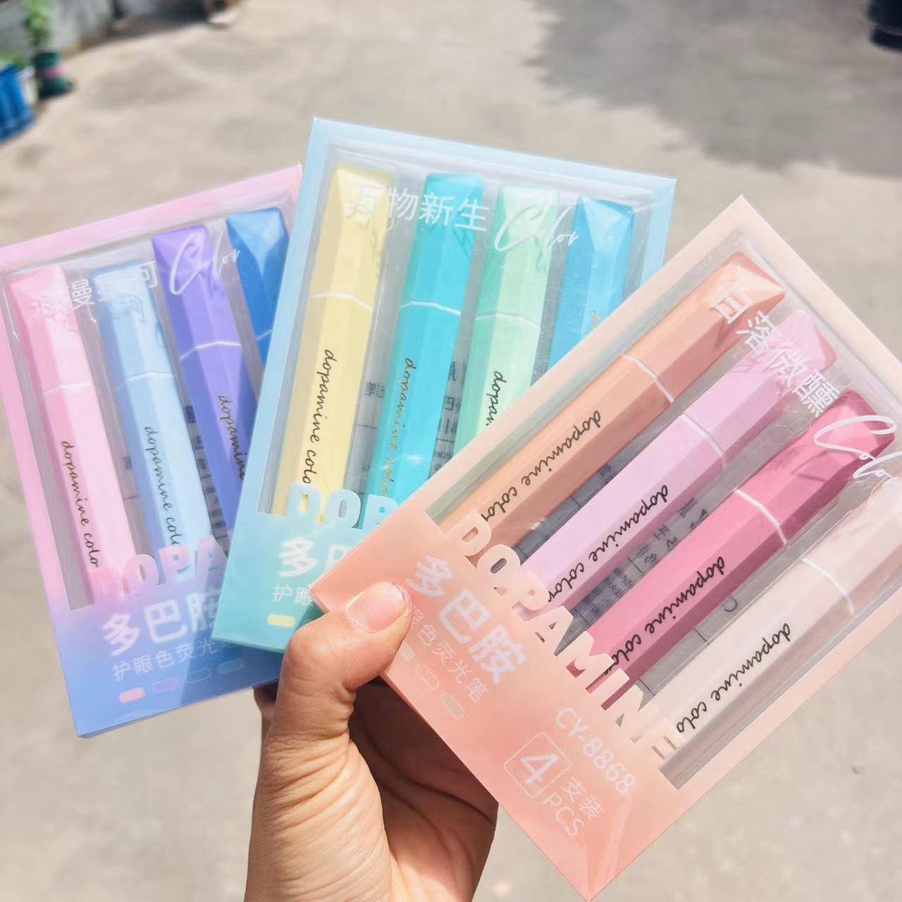 Wholesale Fashion Cute 4 Color Students Pastel Big Tip Highlighter Marker Pen Set