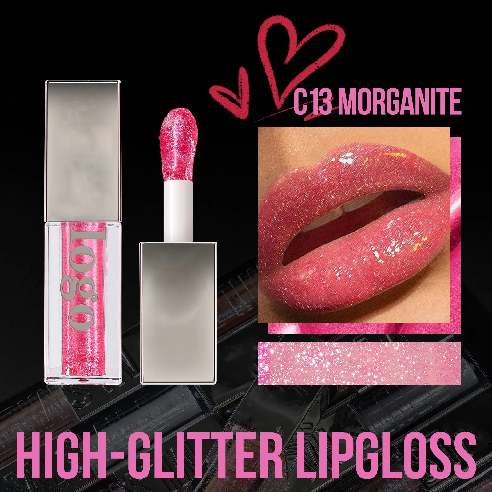 Makeup Vendor Professional Custom Shiny Finish Water-Light Glossy Glitter Lip Plumper Gloss