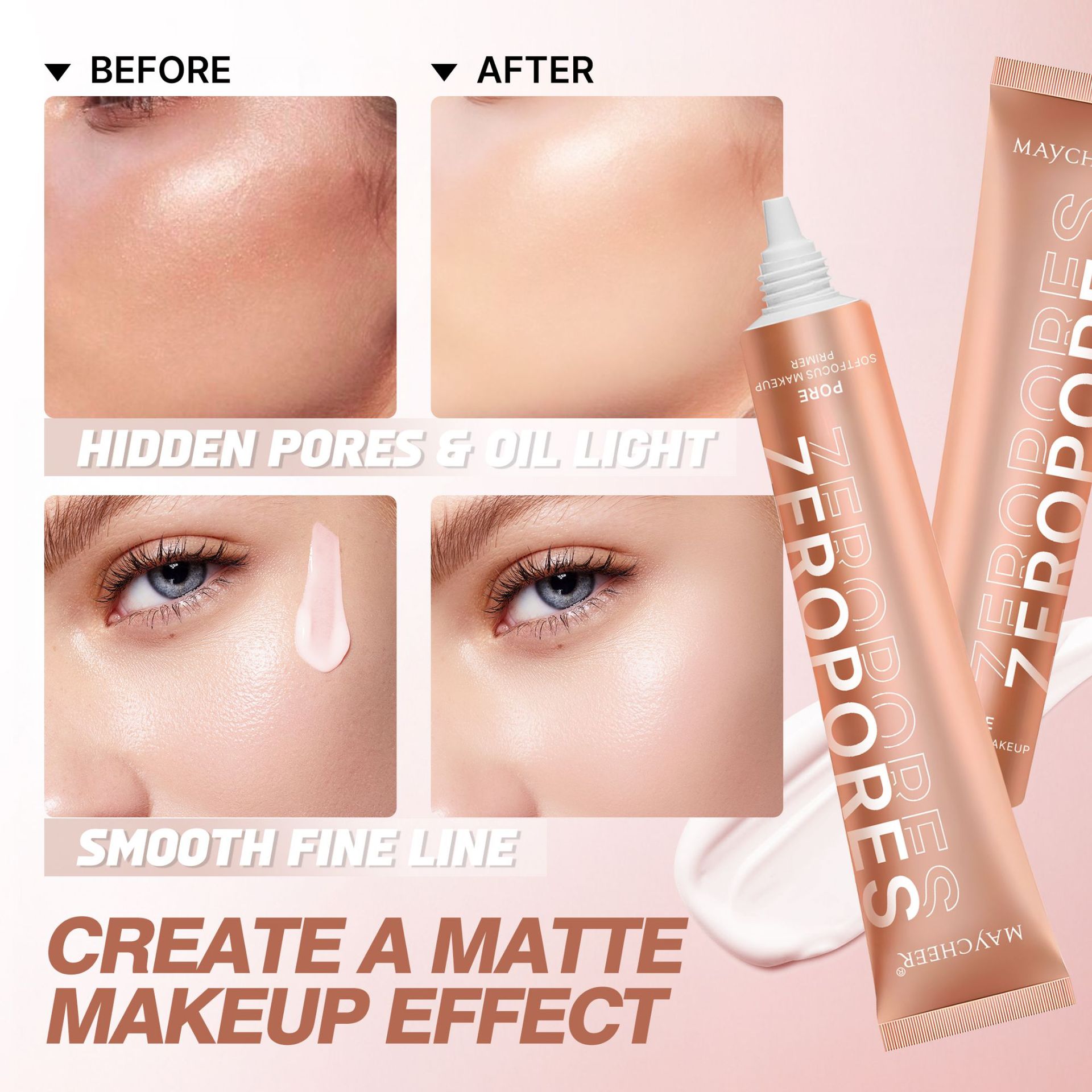 MAYCHEER Invisible Pore Soft Focus Waterproof Matte Oil-Based Primer Concealer Moisturizing Base Makeup for Combination Skin