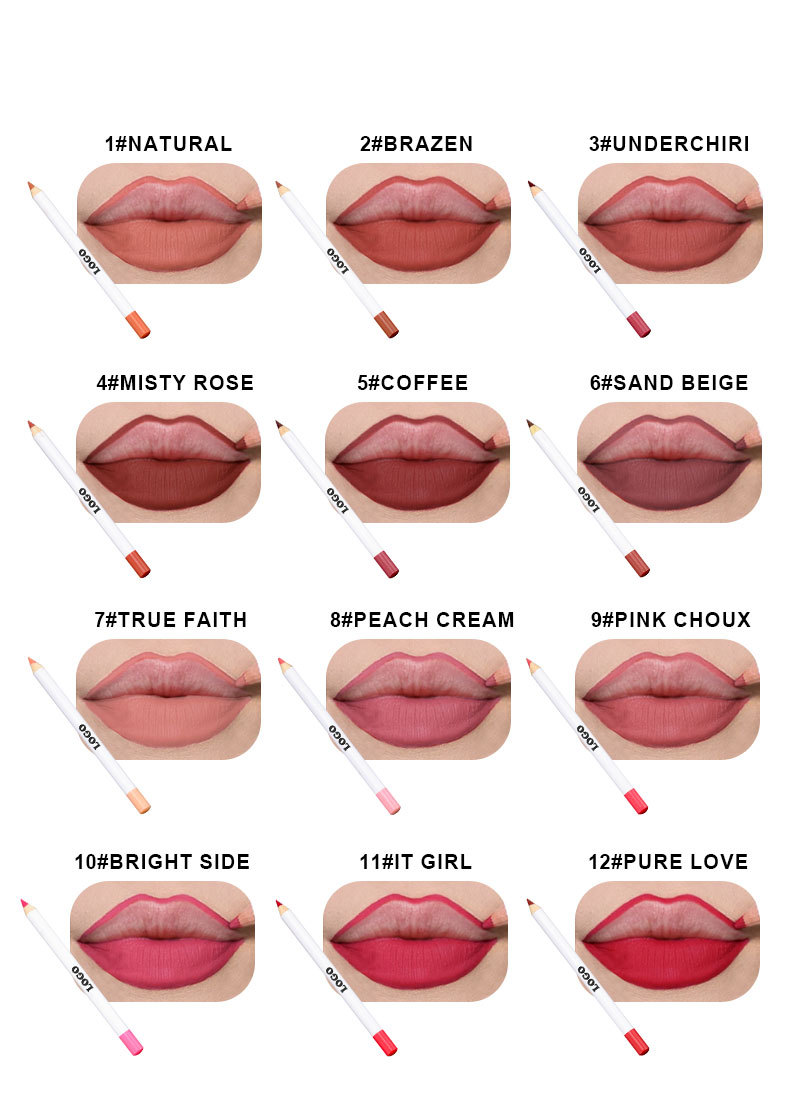 Matte Vegan Waterproof Makeup High Quality Private Logo Custom Pink Brown Lip Liner
