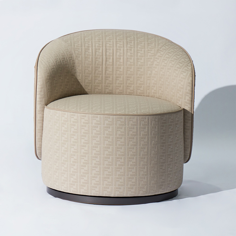 Luxury Design Plush Velvet Armrests Textured Fabric Seats Round Contour Chair for Relaxation Spaces