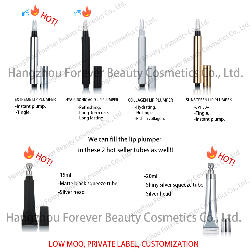 Hyaluronic Acid Collagen UV Protection Supper Volumizing Lip Plumper Gloss Lip Filler with White Label
