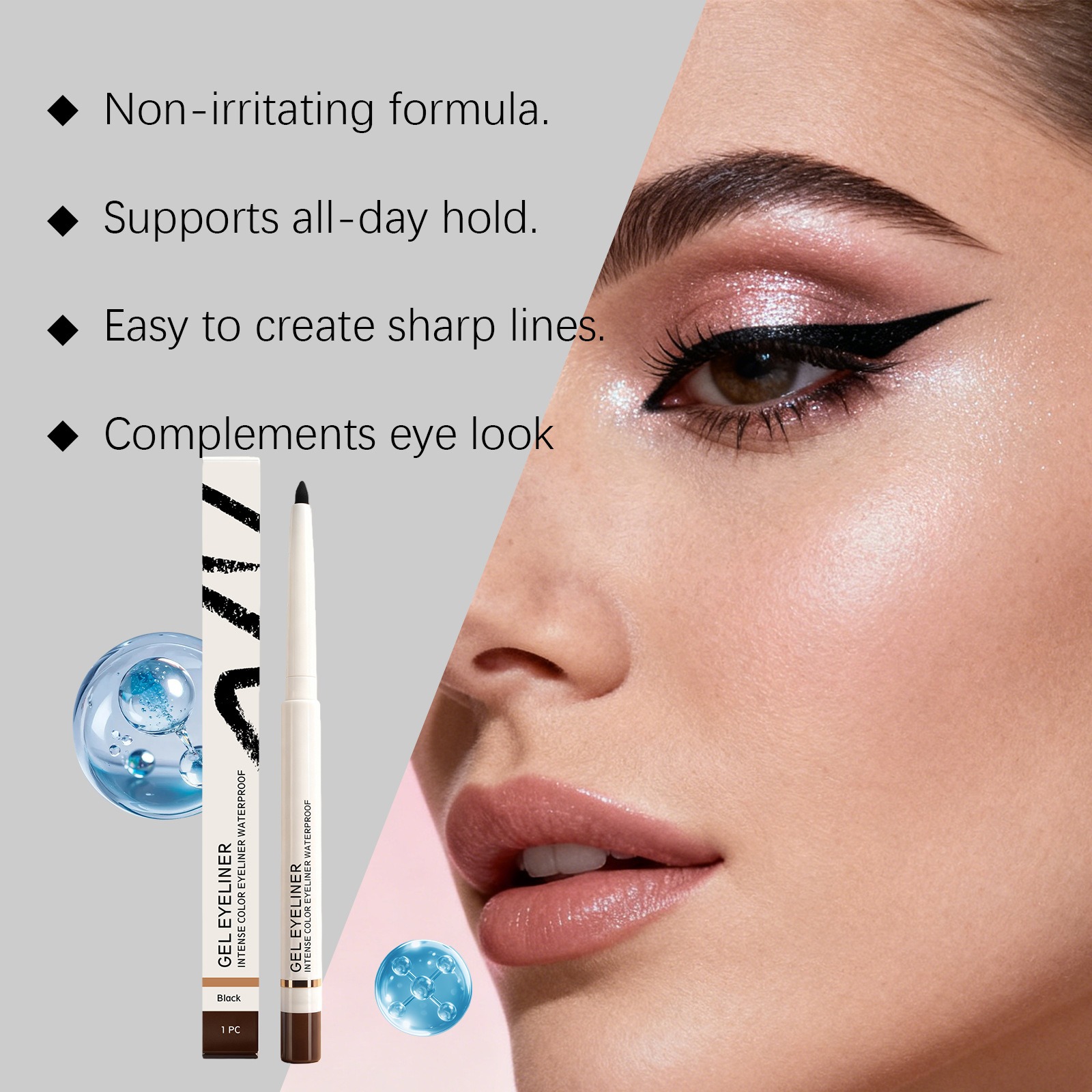 Black Matte Waterproof Eyeliner Pen Natural Application Non-smudging Smooth Tip Draws Sharp Eyeliner