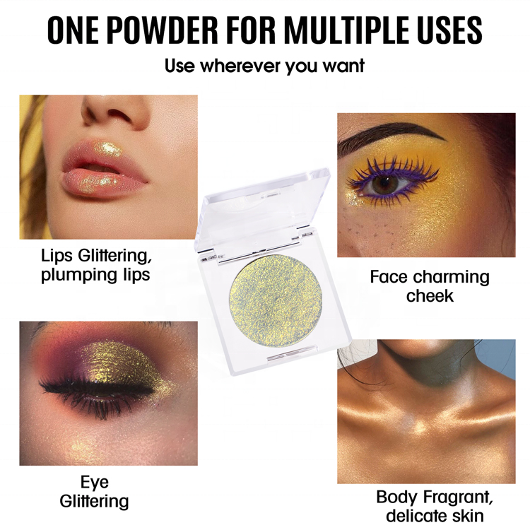 High Quality Vegan Cruelty-Free Shimmer Glitter Highlighter Makeup Custom Logo Palette With Smooth Brighten Face Body Wholesale