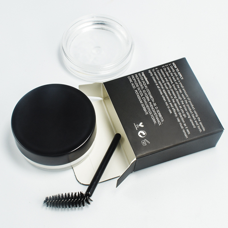 Private Label Pink Black Container Strong Brow Styling Waterproof Vegan Clear Eyebrow Styling Wax Gel