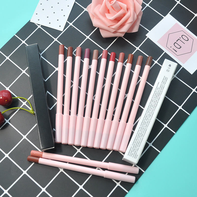 Popular 24 Colors Pink Lip Liner Dark Brown Smooth Pencil Private Label Waterproof Matte Lip Liner