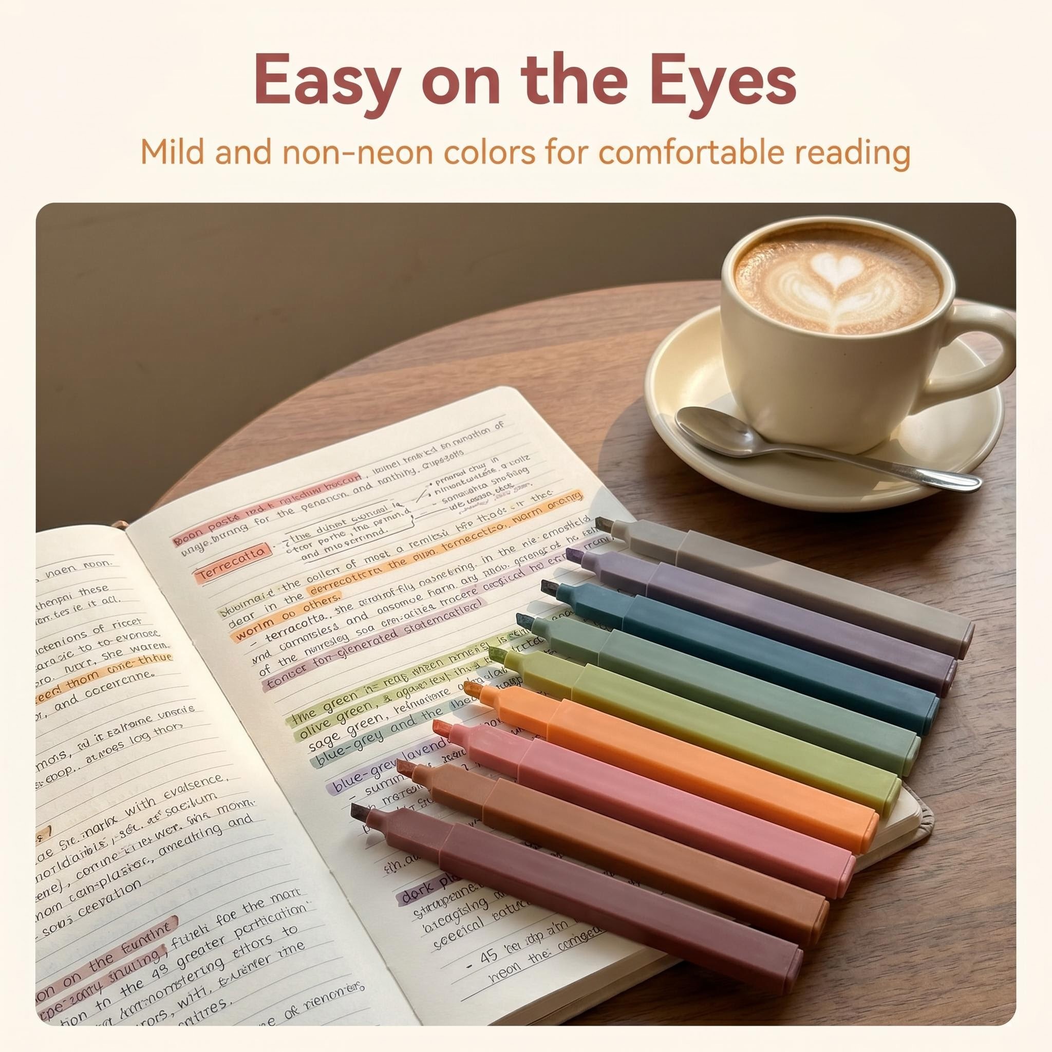 10pcs Earthy Vintage Colored Gel Ink Highlighter Marker Pen Set Oblique Brush Tip Soft Touch Rubber Finish Non-Erasable Office