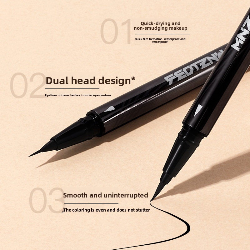 Feotznw Fatinny Double-headed Eyeliner Pen Long-lasting Sweatproof Fine Tip for Eye Use-Beginners Makeup Fixing