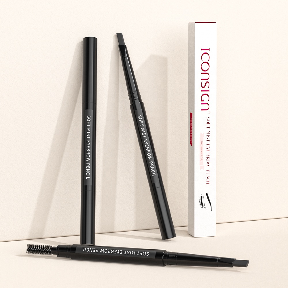 Custom Waterproof Sweatproof Black Brown Brow Pencil 4 Colors Double Head Triangle Eyebrow Pencil Eyebrow Pen with Eyebrow Brush