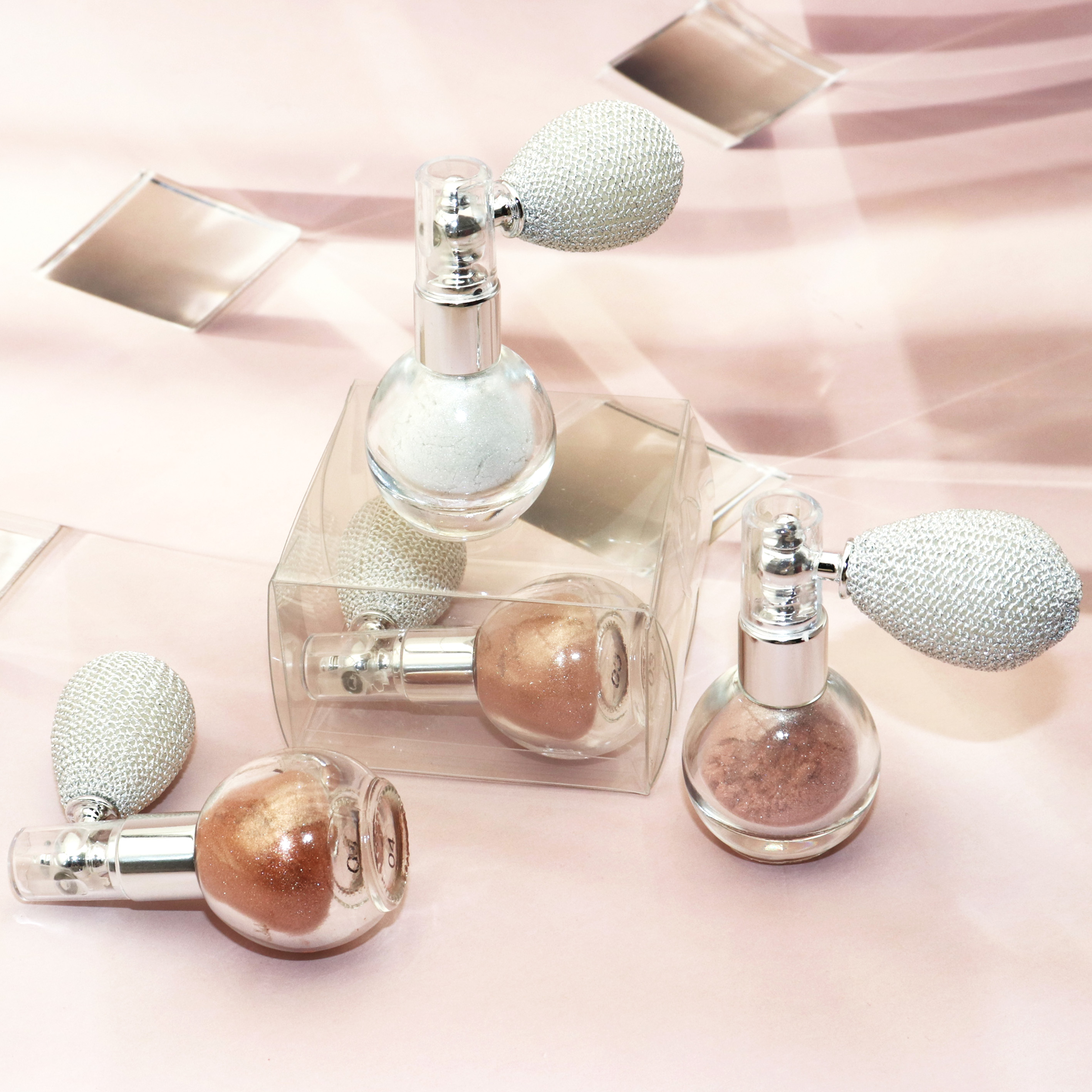 Private Label Glitter Body Highlighter Powder Hot Sale Shimmering Body Bronzer Waterproof Mineral Loose Spray Makeup