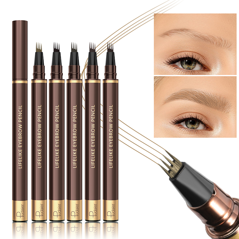 OEM Wholesale Custom Logo 4 Tip Microblade Eyebrow Pencil Private Label Quick-dry Waterproof Lasting Vegan Liquid Eyebrow Pen