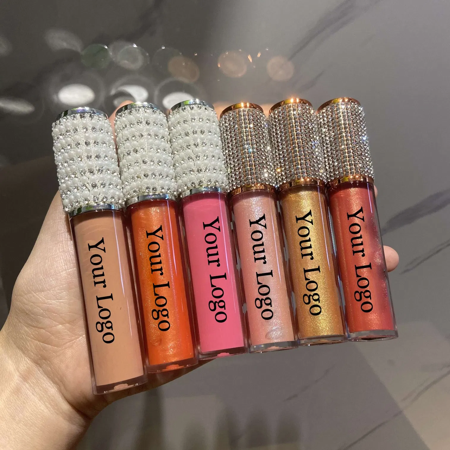 Diamond Lipgloss Tube Cosmetics Wholesale Vegan Clear Lip Gloss Private Label