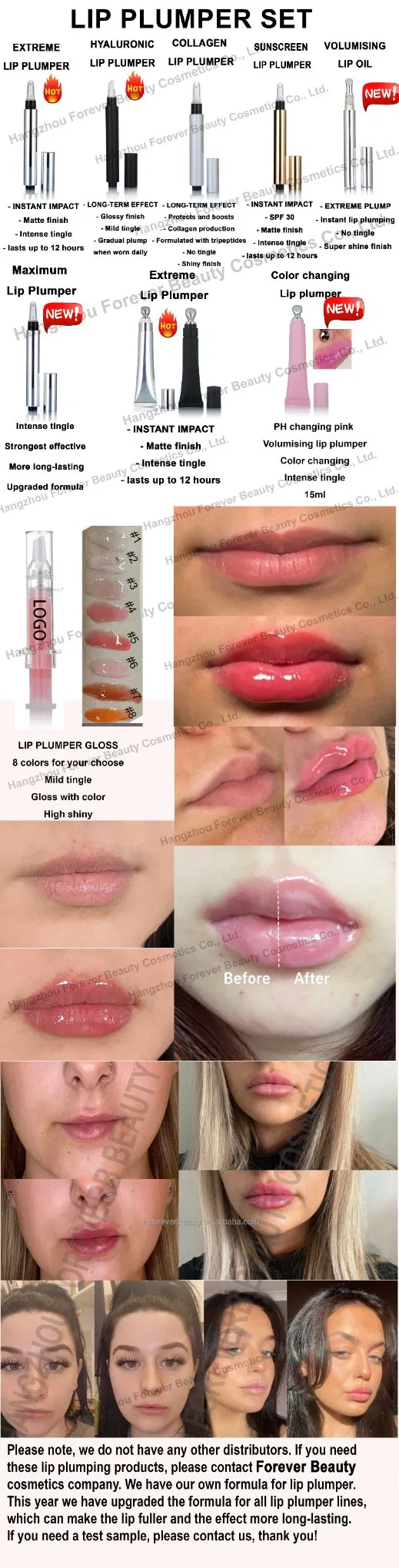 Private Label Vegan Hyaluronic Acid Iridescent Finish Long-Lasting Strong Sting Lip Plumper Gloss with ODM Service