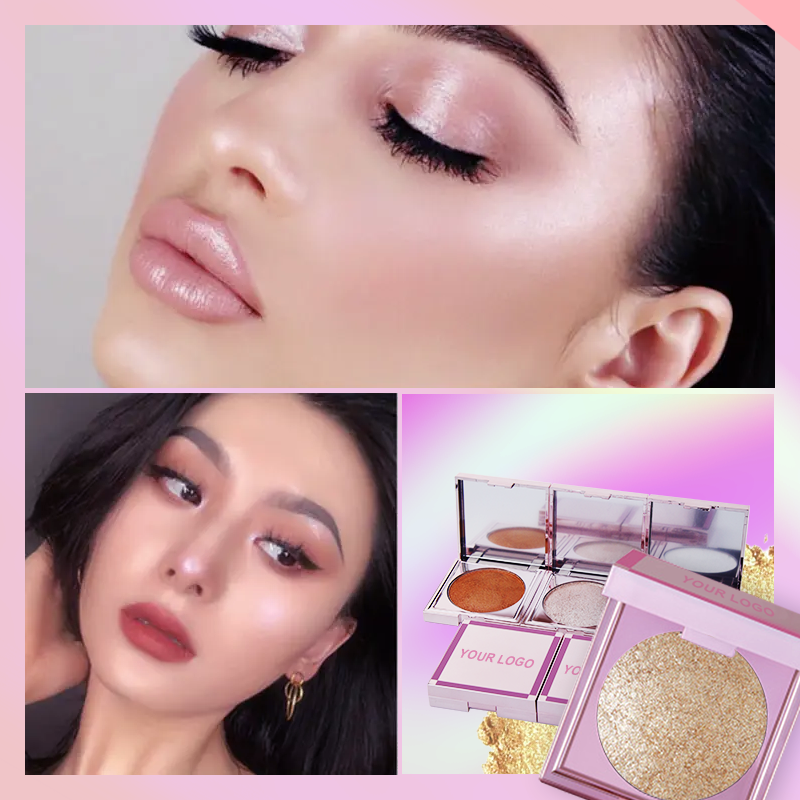 Hot Pressed Mineral Powder Vegan Bronzer Highlighter Custom Logo Waterproof Long Lasting Loose Glitter Novelty Highlighter