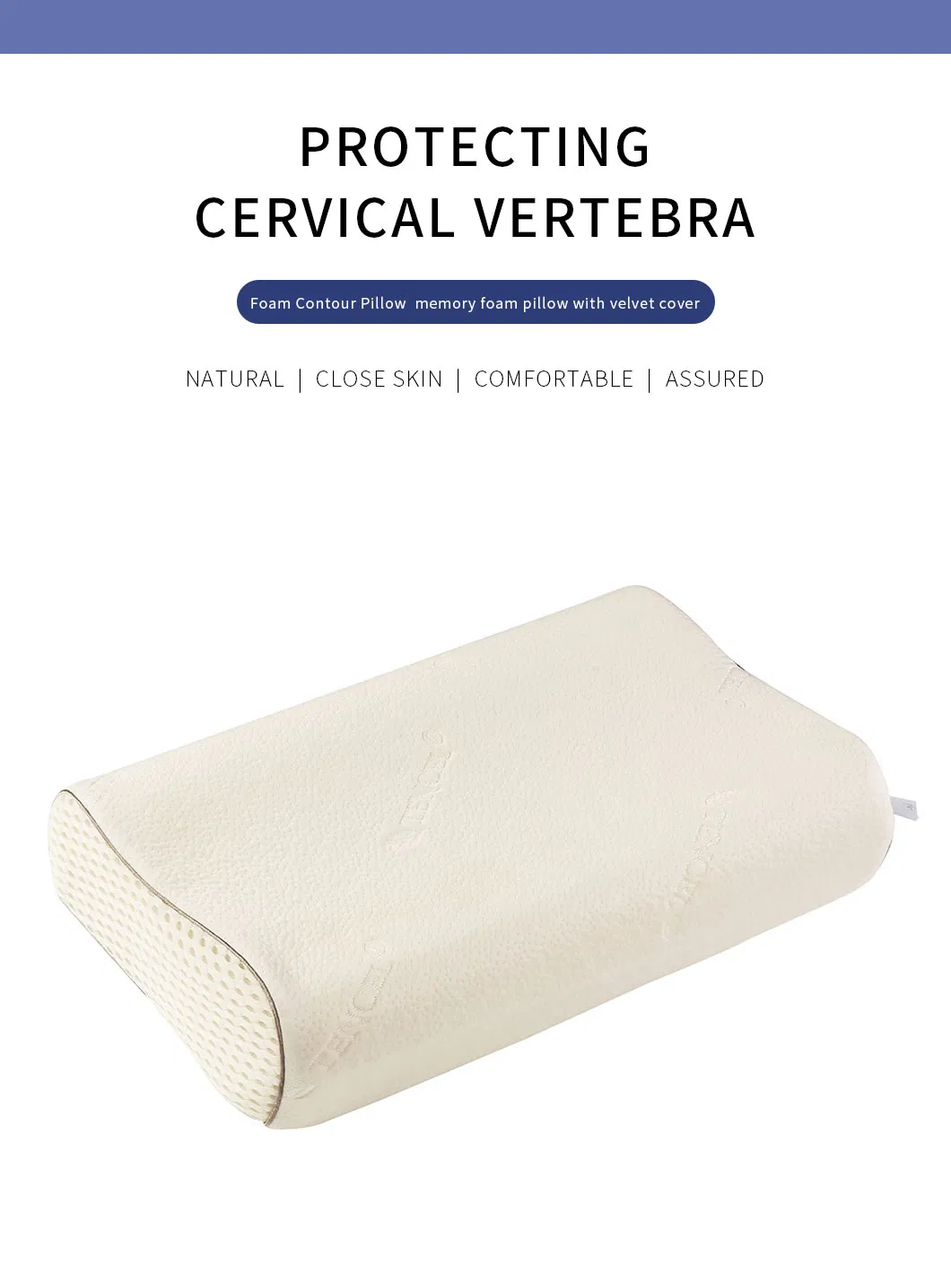 Factory Luxury Ergonomics Hotel Breathable White Contour Memory Foam Pillow with Velvet Cover