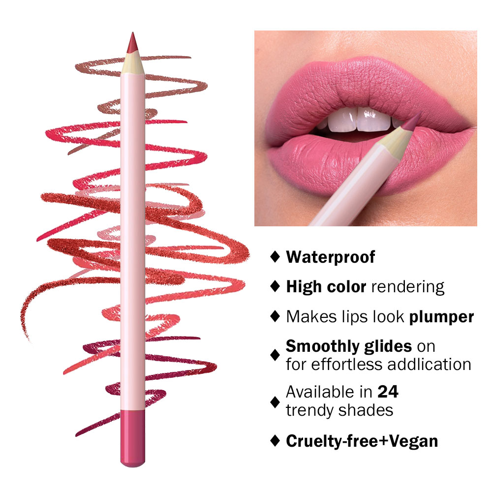 OEM Brown Vegan Creamy Lip Liners Smudge Proof Lipliner Pencil pink Lipliner Pencil Private Label Lip Liner Pencil