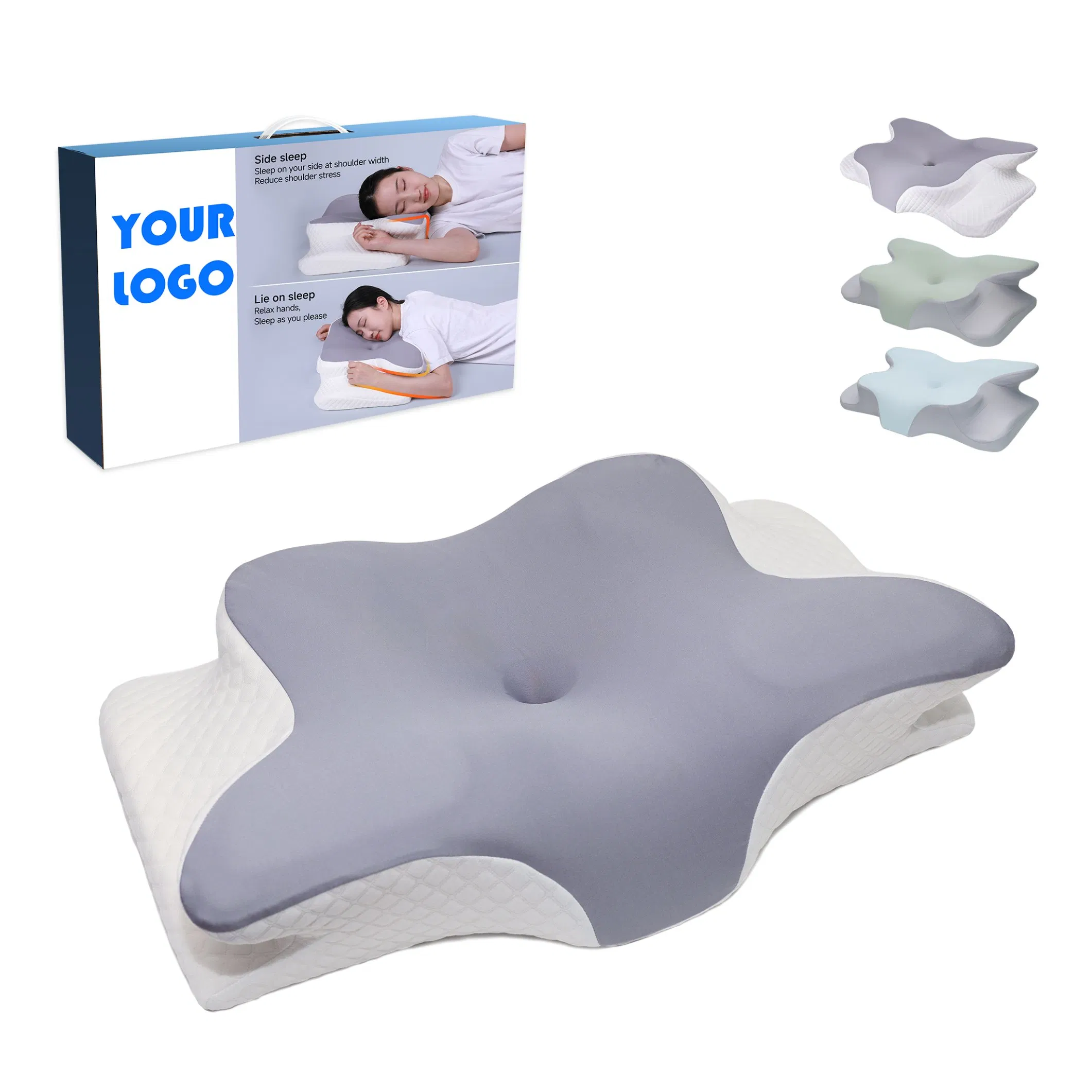 Custom Logo Slow Rebound Memory Foam Cervical Pillow Ergonomic Contour Orthopedic Pillow for Neck Pain