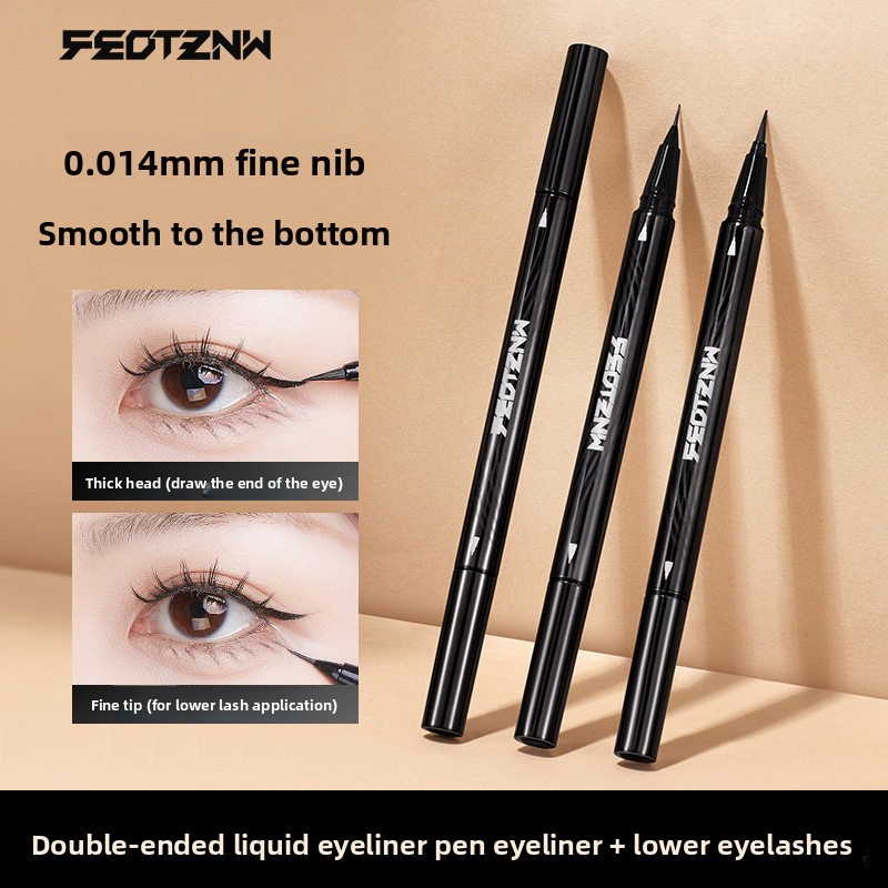 Feotznw Fatinny Double-headed Eyeliner Pen Long-lasting Sweatproof Fine Tip for Eye Use-Beginners Makeup Fixing
