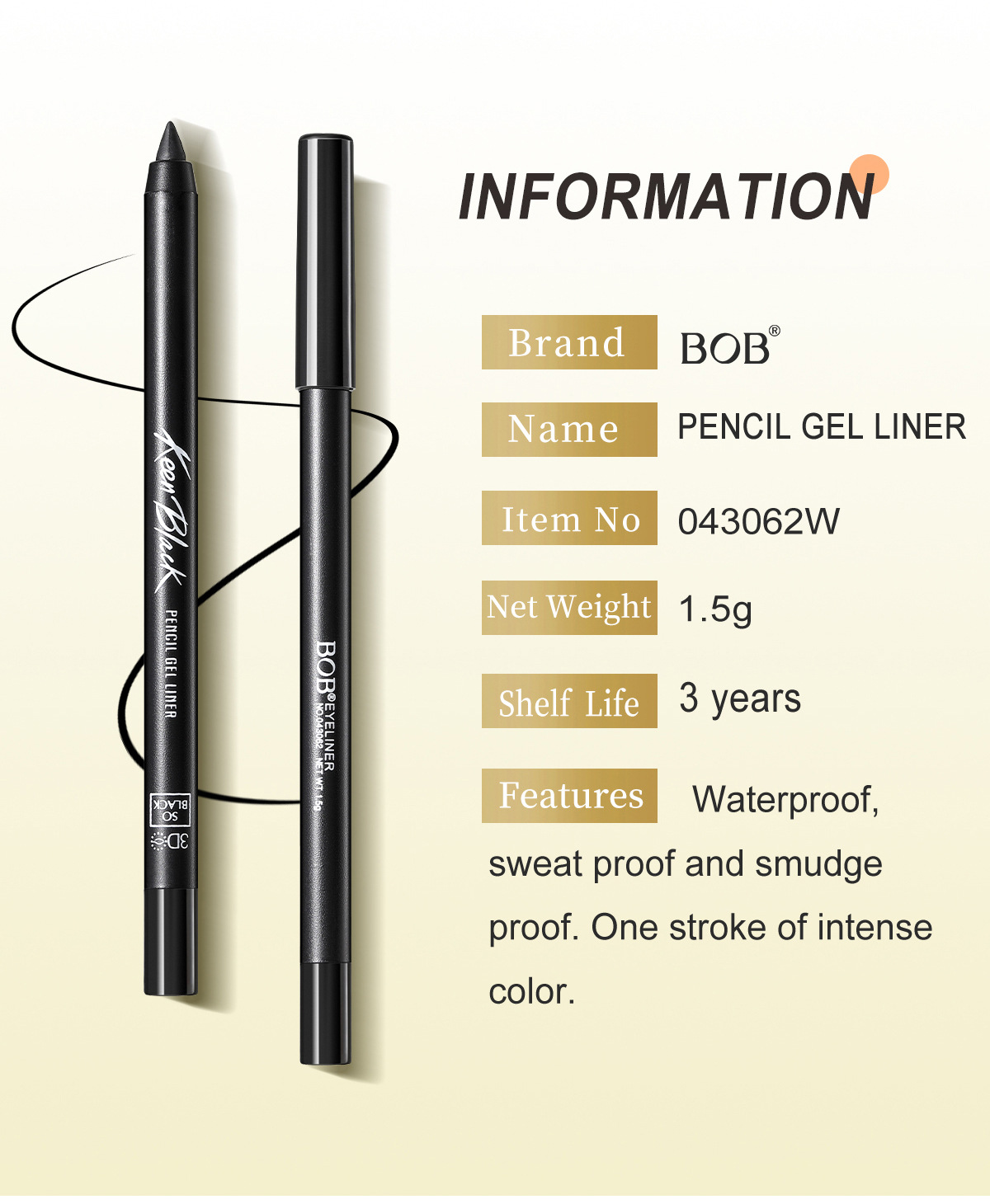 Private Label Waterproof Eyeliner Pencil Water-Proof Long-Lasting Makeup for Eye Use for Lady's Eyes Beauty Makeup