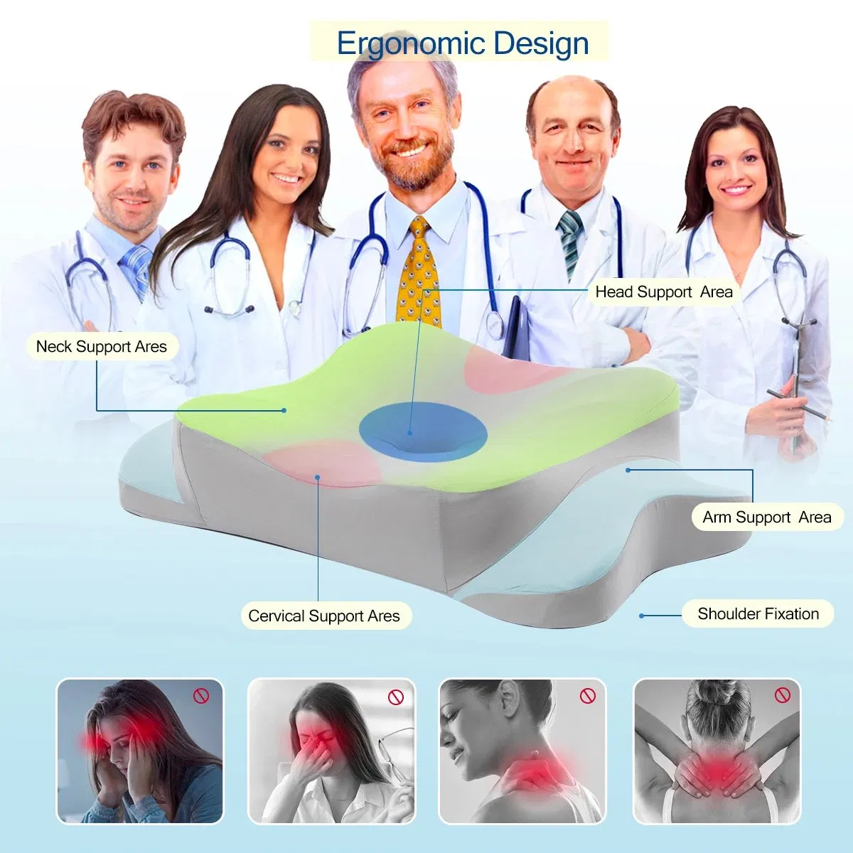 Ergonomic Cervical Pillow for Sleeping Orthopedic Support Pillows Odorless Contour Neck Pain Memory Foam Pillow