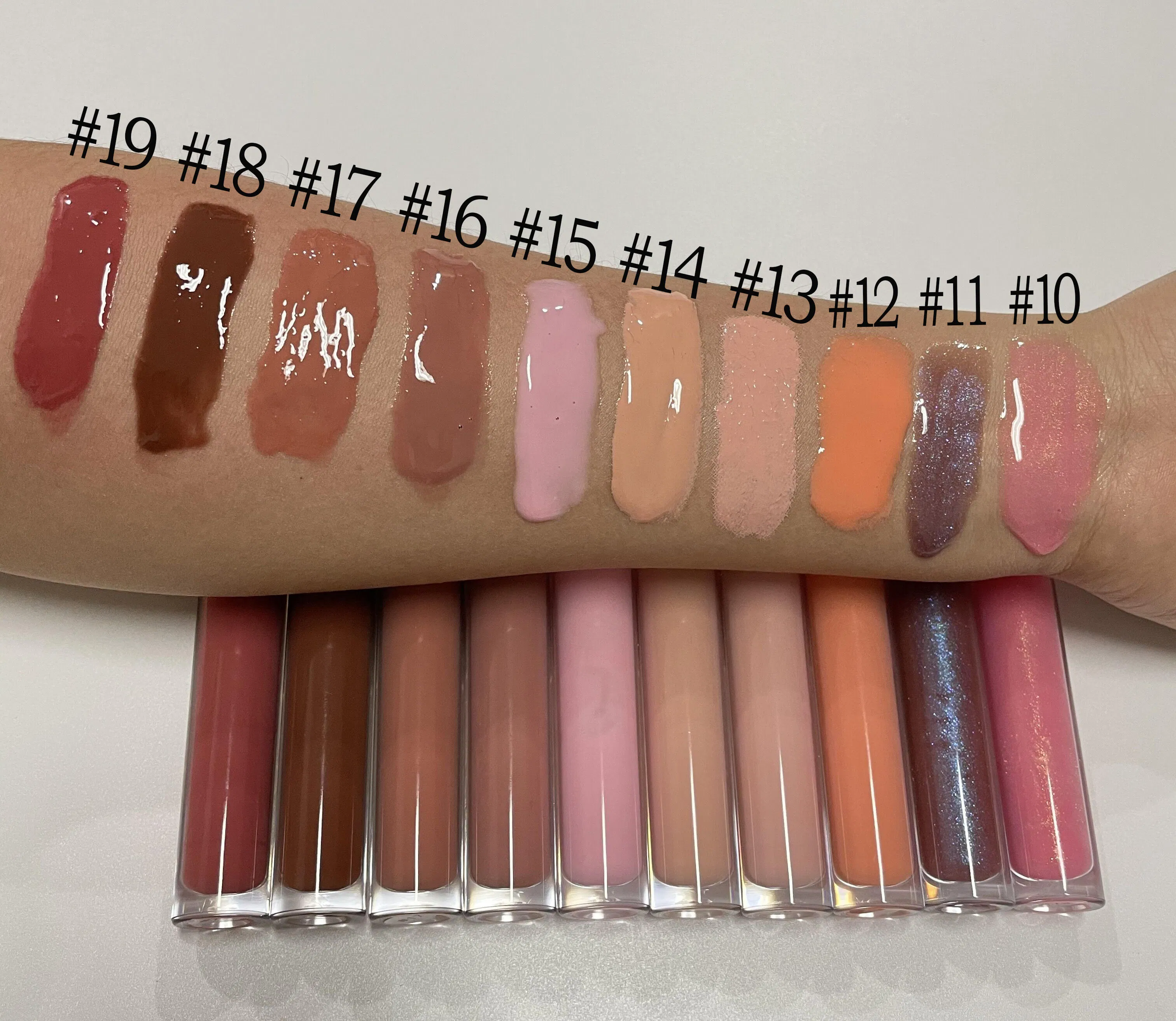 Low MOQ Custom Lipgloss Vendor Vegan Brown Nude Shea Butter Lip Gloss Private Label
