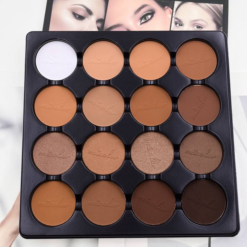 1601A1 Micolor Makeup School Long-Lasting Shimmer Palette Contour Bronzer Highlighter for Dark Pressed Powder Cream Eye Shadow