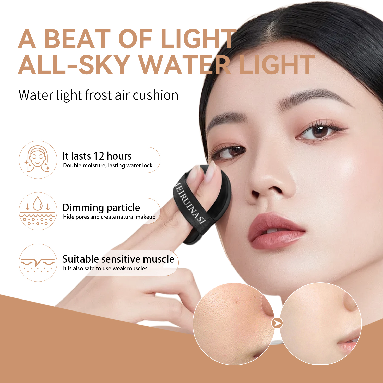 Customized Star Hyaluronic Acid Moisturizing Concealer BB Cream Lightweight Fit Pressed Powder Waterproof Sweat Proof Cushion