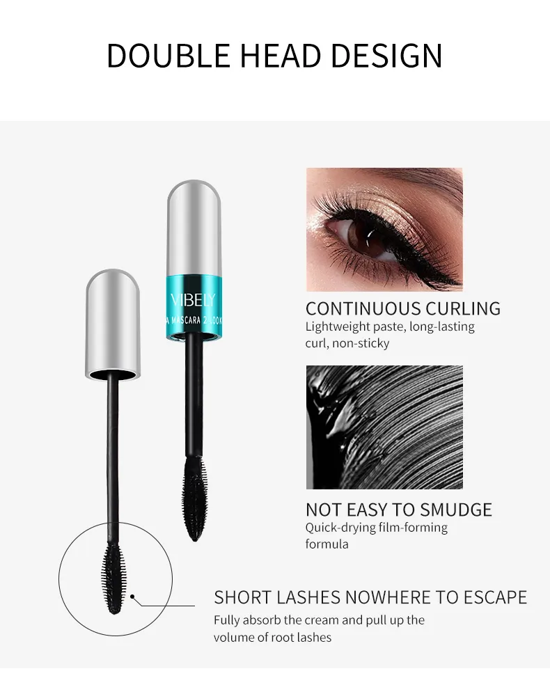 Private Label 2-in-1 Quick Dry Lasting Eyelash Thick Curling 4D Mascara