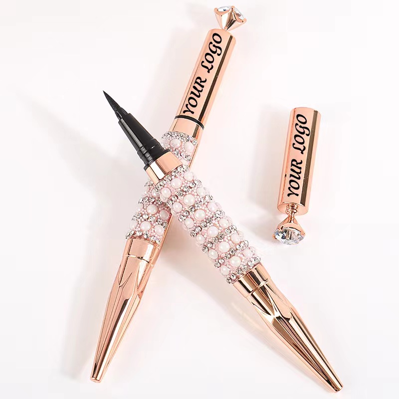 Wholesale Vegan Matte Black Color Waterproof Eye Pencil Luxury Diamond Eyeliner Pencil Private Label
