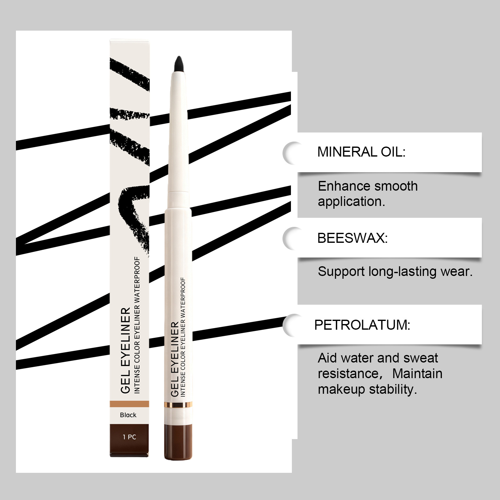 Black Matte Waterproof Eyeliner Pen Natural Application Non-smudging Smooth Tip Draws Sharp Eyeliner
