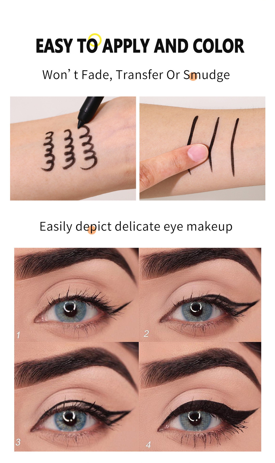 Private Label Waterproof Eyeliner Pencil Water-Proof Long-Lasting Makeup for Eye Use for Lady's Eyes Beauty Makeup