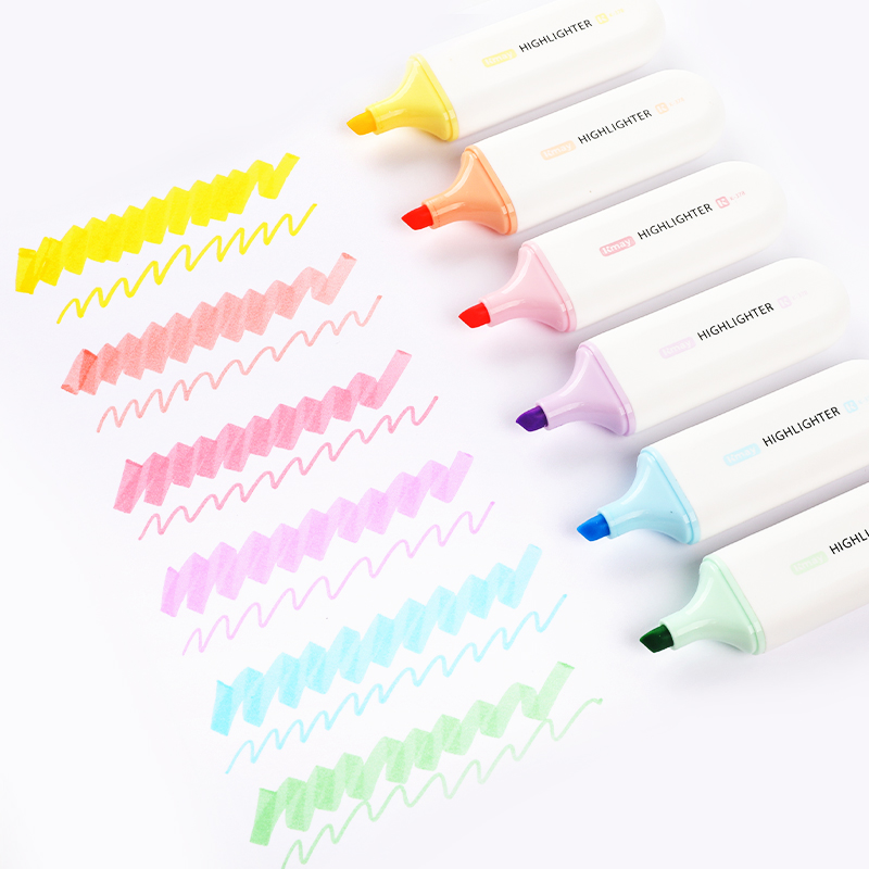 Kmay K-378/6P Fluorescent Highlighter Set for School Office Study 6 Colors Chisel Tip Markers Smooth Writing Quick Dry