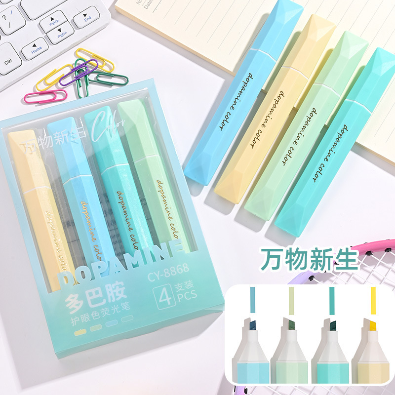 Wholesale Fashion Cute 4 Color Students Pastel Big Tip Highlighter Marker Pen Set