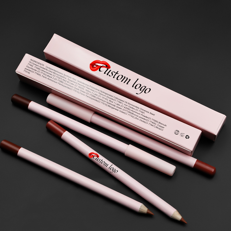 Pink Pencils Long Lasting Smudge Proof Brown Lip Liner Wholesale Custom Waterproof Vegan Creamy Lip Liner Private Label