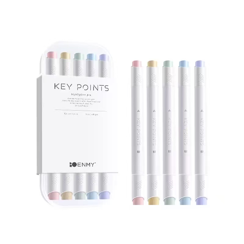 Morandi Light Colored Dual Tip Highlighters Marker Pen with Container Multiple Colors Customize Logo School Supplies Highlighter