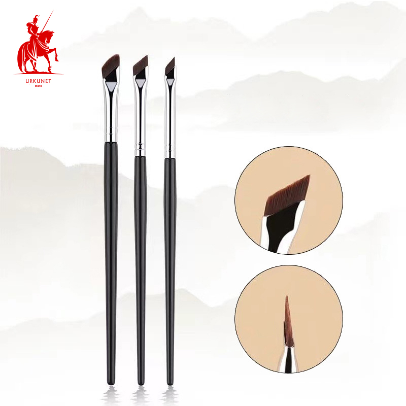 Bevel Fine Thin Synthetic Hair Detail Sickle Flat Professional Tint Private Label Angled Brow Eyeliner Pencil Eyebrow Brush