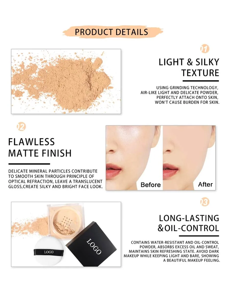 Ditong Color-Correcting Flawless Skin Vegan Loose Powder Matte Face Setting Powder