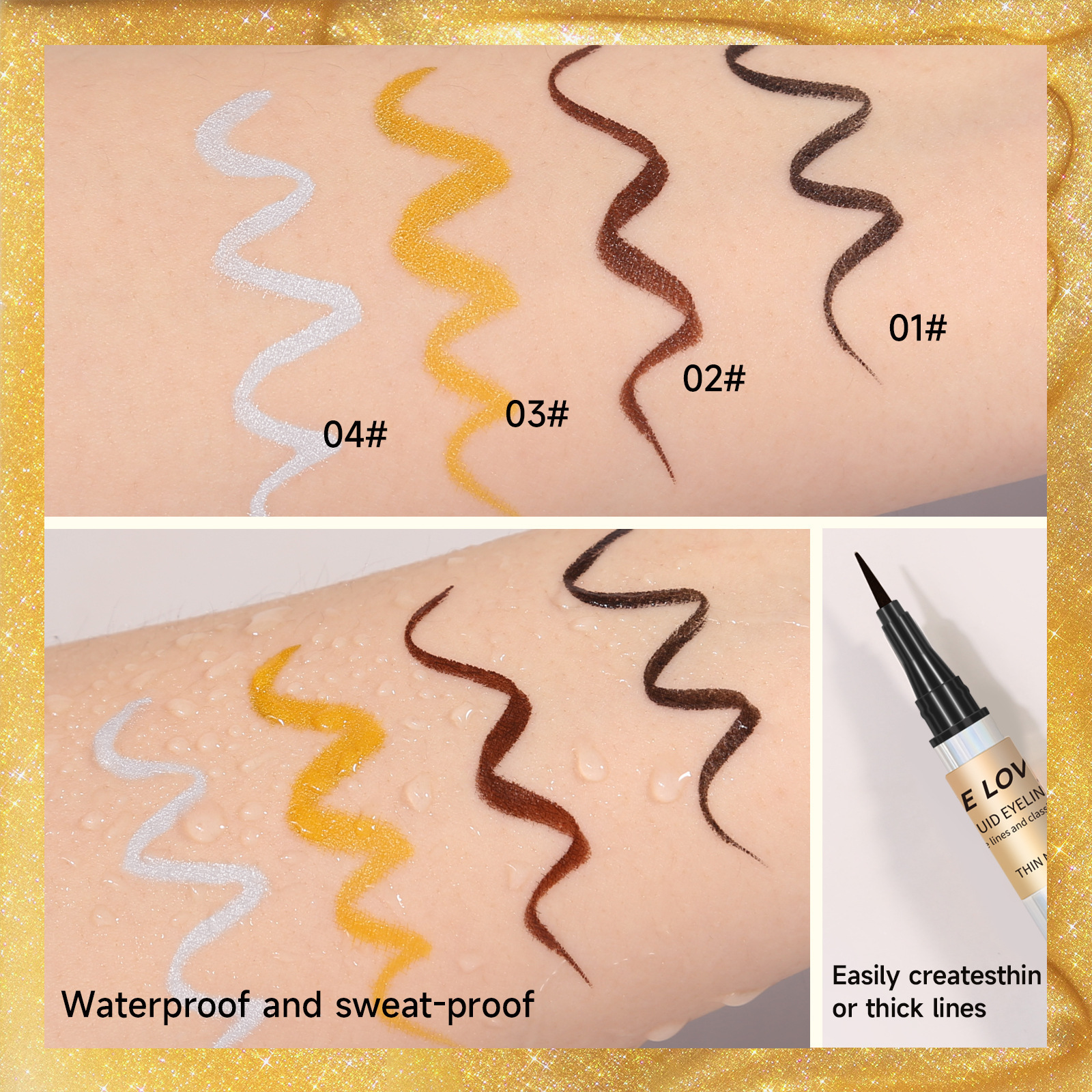 SHE LOVES Multicolor Brown Ultra-Fine Microfiber Liquid Eyeliner Pencil Long-Lasting Waterproof Smudge-Proof Cosmetic Makeup
