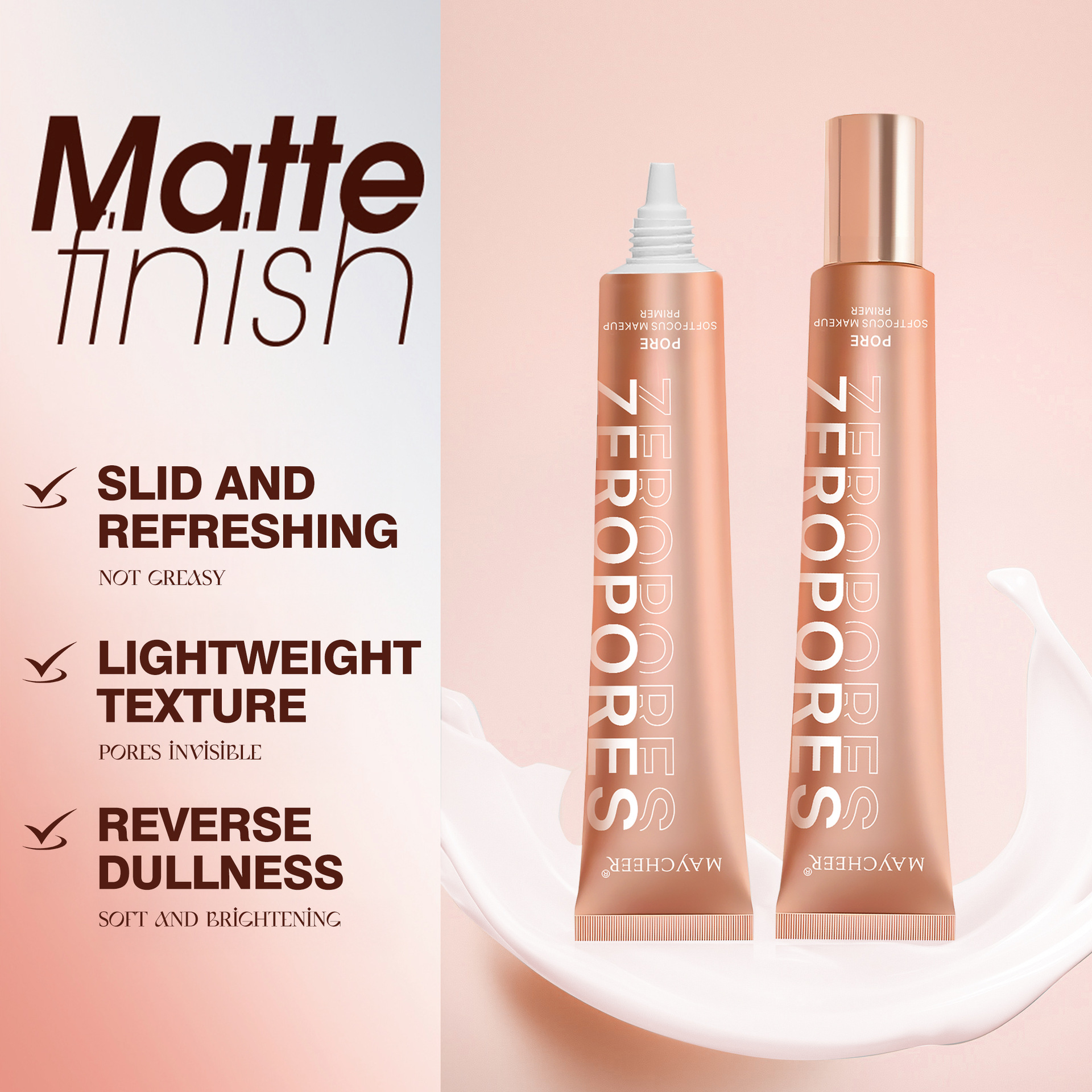 MAYCHEER Invisible Pore Soft Focus Waterproof Matte Oil-Based Primer Concealer Moisturizing Base Makeup for Combination Skin